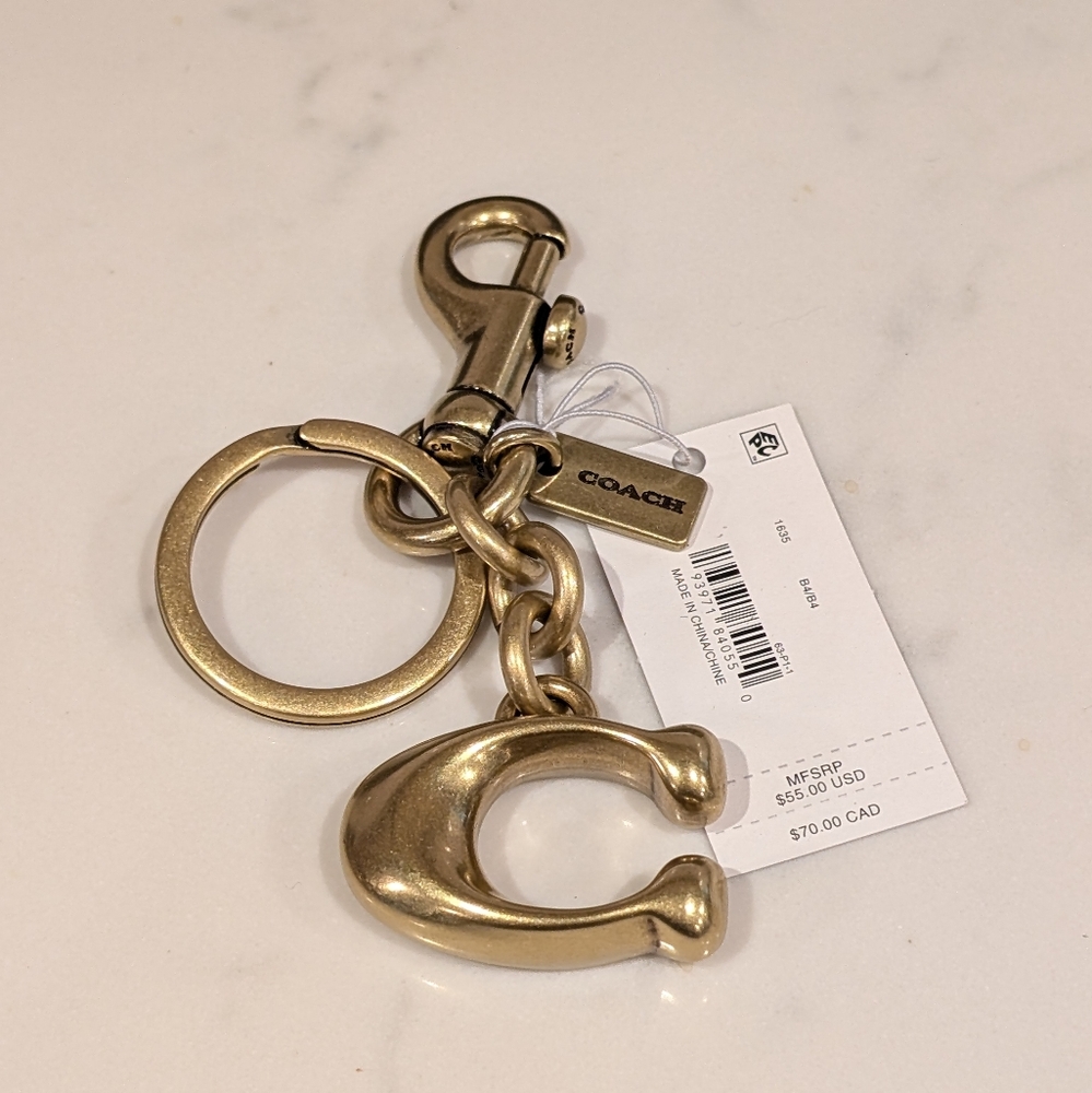 Coach Signature Bag Charm in Gold
